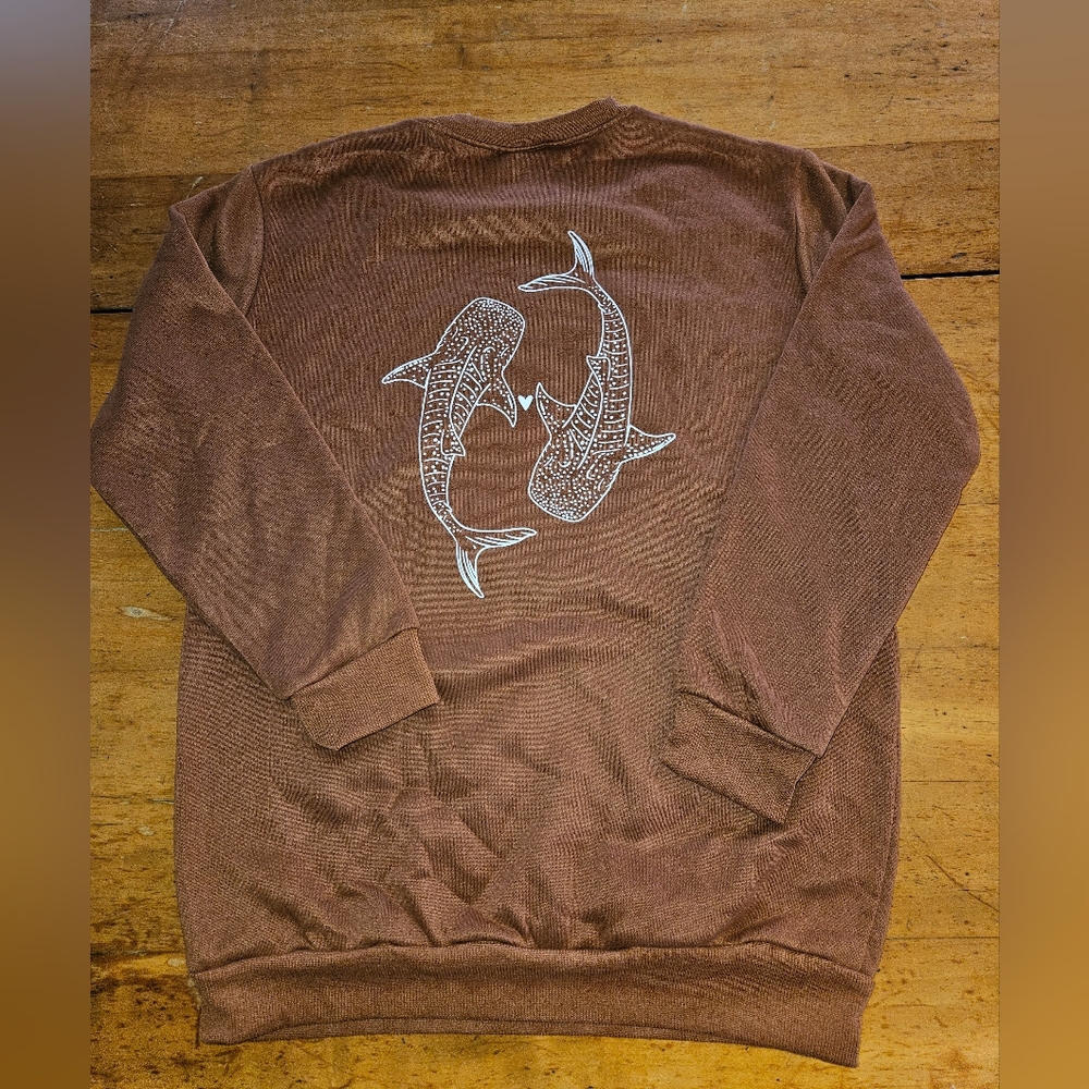 Brown Graphic Women's Sweatshirt with Whale Design